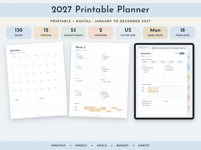 2027 Printable Planner