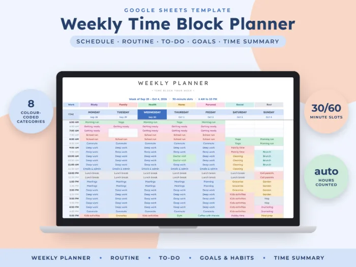 Weekly Time Block Planner