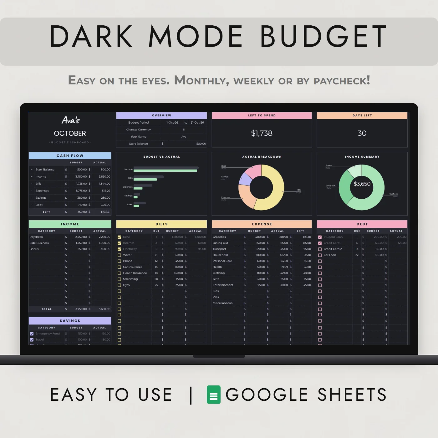 Dark Mode Budget Planner