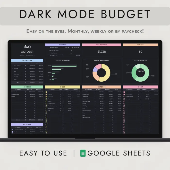 Dark Mode Budget Planner
