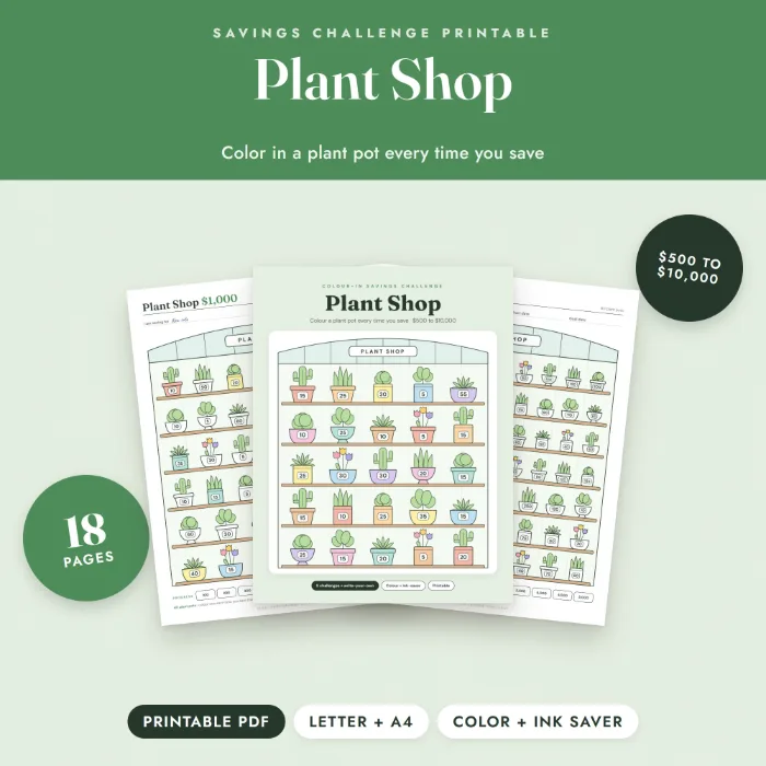 Plant Shop Savings Challenge