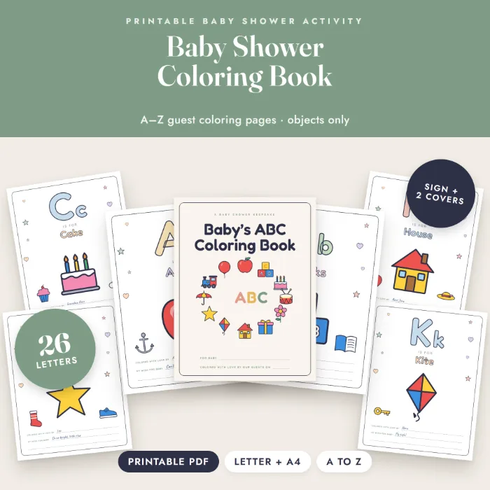Baby Shower ABC Coloring Book
