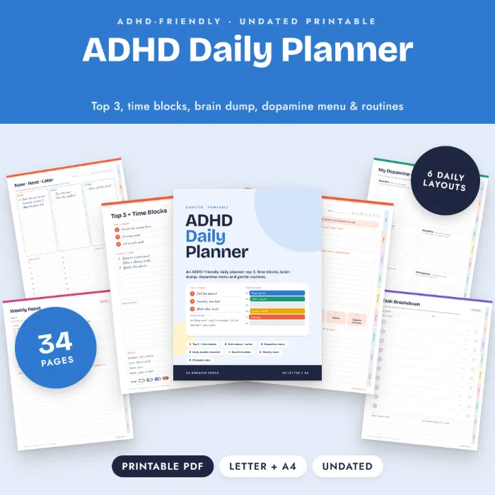 ADHD Daily Planner Printable