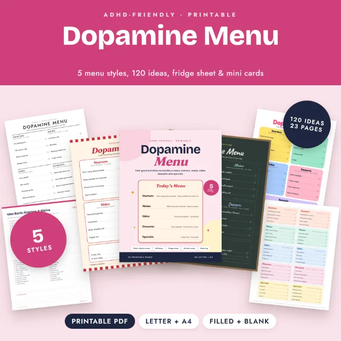 Dopamine Menu Printable