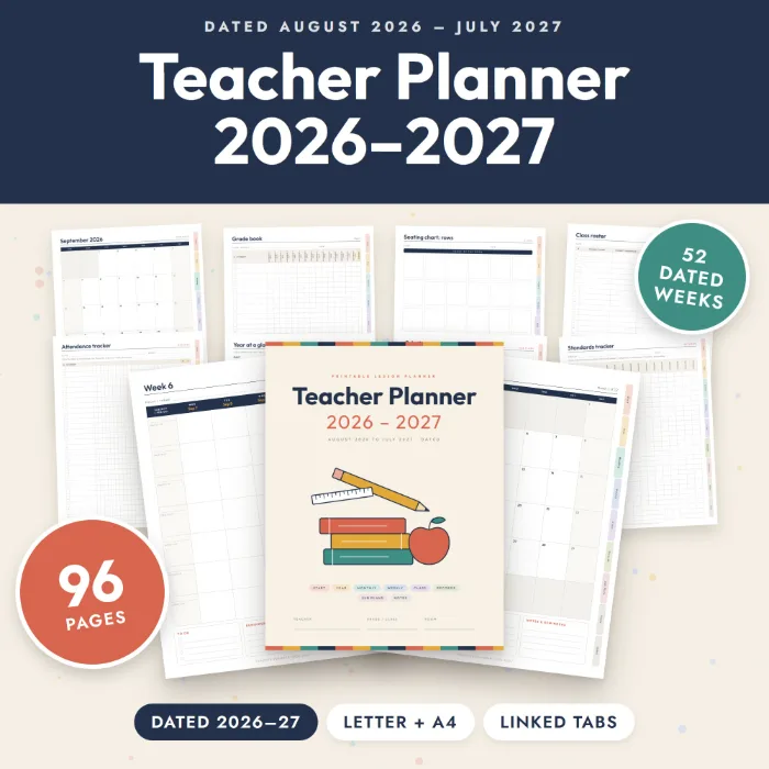 Teacher Planner 2026-2027 Printable
