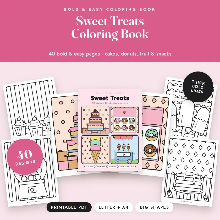 Bold & Easy Coloring Book: Sweet Treats