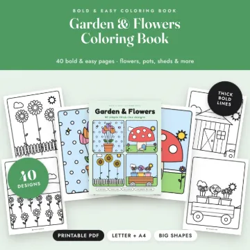 Bold & Easy Coloring Book: Garden & Flowers