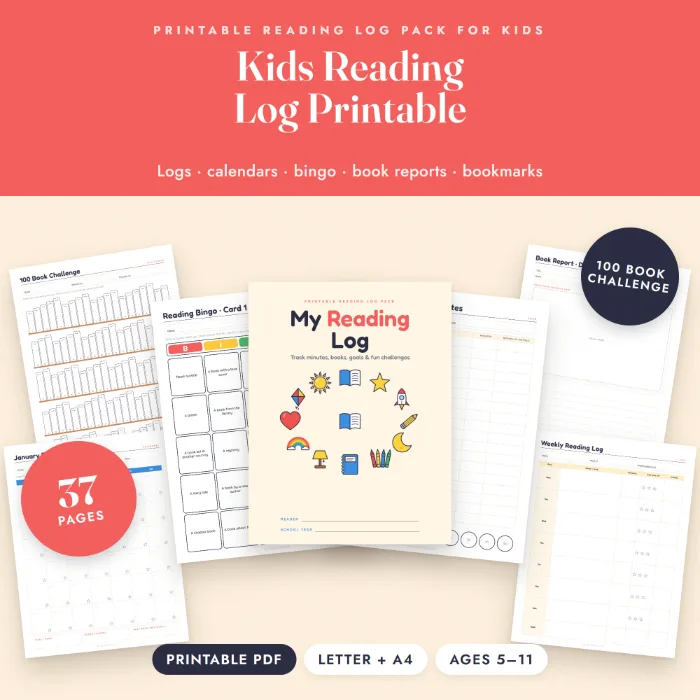 Reading Log for Kids Printable