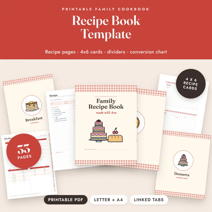Recipe Book Template Printable